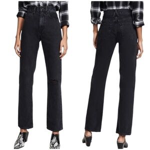 SIvrlake Long Gone Black Distressed Denim London Crop Straight Leg size 26